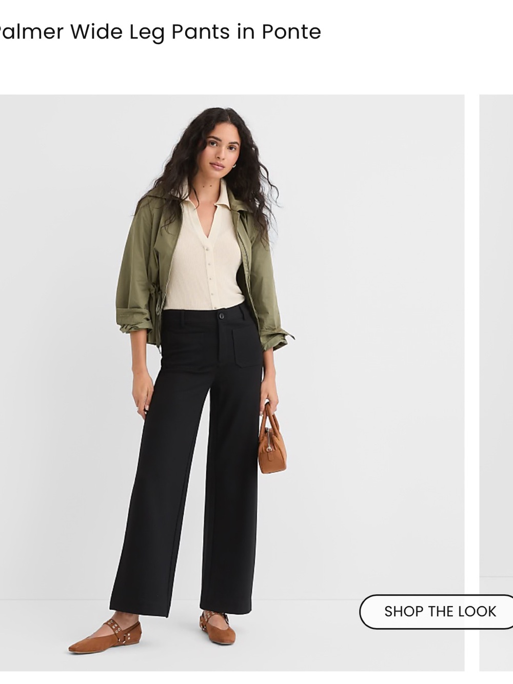 LOFT Black Wide-Leg Sweatpants with Front Patch Pockets